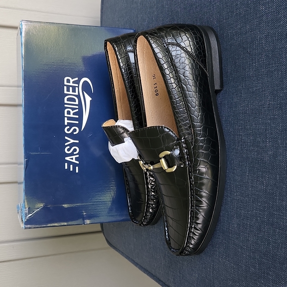 NIB Mens Easy Strider Timeless Classy Comfort Loafer Shoes Black Croc Size 10 - Picture 3 of 16